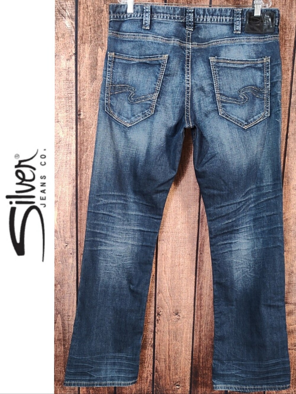 36x34 ZAC Relaxed Boot Cut Stretch Men's Blue Jeans